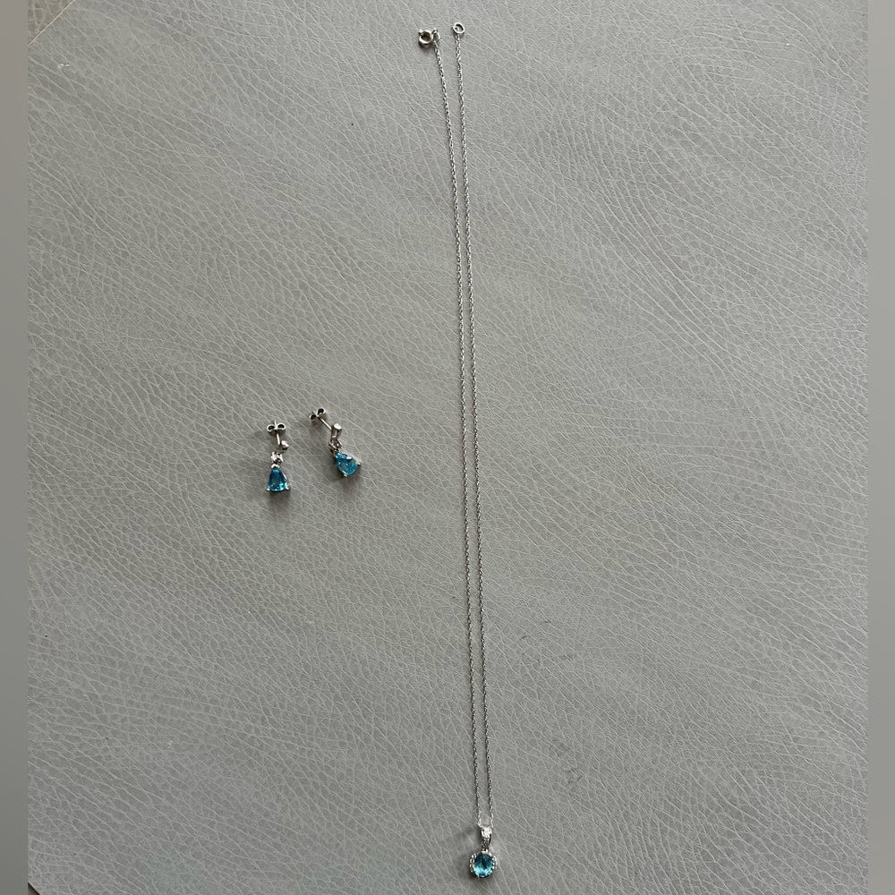 Silver & Aquamarine Necklace & Earrings